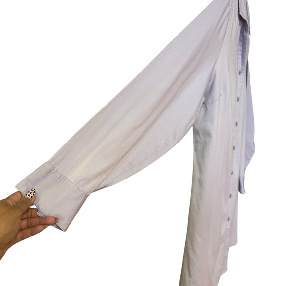 Chico's Button Up Long Line Tunic Blouse Top Size Lg (2) Lilac Purple Office - Picture 4 of 10